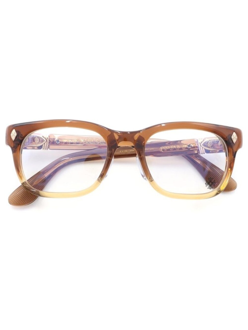 Chrome Hearts Dooable Side Dagger Decoration Square Sunglasses Brown Gold